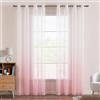 EMEMA Voile Tende Trasparenti con Occhielli Sfumato per Soggiorno Verticale Tenda per Finestra per Soggiorno e Camera da Letto 2 Pannelli 140 x 160 CM Rosa