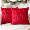 Artscope 2 Pezzi Natalizio Federe in Lana Corta Velluto Copricuscini Morbido Decorativo Fodere per Cuscino Lusso Stile per Divano Camera da Letto Natale Rosso 60x60 cm
