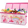 decalsweet Scatola di Giocattoli Large con Coperchio Ribalta per Bambini, Contenitore Porta Giochi Pieghevole Oxford, Baule Portagiochi Impermeabile Robusto per Ragazze Ragazzi, 96×32×40cm (Principessa Unicorno)