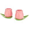 Balvi Set di Tazze da caffè Tulip Colore Rosa/Verde 2 Tazze a Forma di Tulipano e 2 Piatti a Forma di
