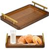 DKEROSS Vassoio in Legno con Manici Vassoio in Bambù 30cm Vassoio in Legno per Alimenti Vassoio da Portata in Legno Naturale Vassoio in Legno Rettangolare per Caffè, Bevande, Tè, Dolci, Frutta, Pane