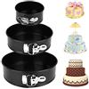 ISIYINER Tortiera Apribile Set da 3 Antiaderente Rotonde Tortiera a Cerniera Stampo Tondo per Torte in Acciaio al Carbonio Nero (10,2 cm, 18 cm e 22 cm)