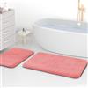 wyewye Tappetini da bagno in microfibra, tappeti da bagno super spessi 2 cm, tappeti da bagno super assorbenti 50 x 80 cm e 40 x 60 cm, rosa