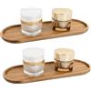 Azonelife 2 Pezzi Vassoio di Bambù, Naturale Mini Vassoio Bamboo, Ovale Sottobicchiere Bamboo, Sottobicchiere Della Casa Piatto Sottovaso per Torte Dessert Caffe