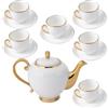 CHANJOON Set da tè vintage in ceramica da 19 pezzi, con teiera, tazza e piattino, set di teiera pomeridiana da donna (18, corda dorata) (18, cavo oro)