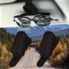 TIESOME Porta occhiali da sole per auto, 2 pezzi, supporto per occhiali da sole per auto, parasole magnetico, in pelle, con clip parasole, organizer per occhiali da auto (nero)
