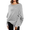 Generisch Maglione leggero da donna, elegante, lavorato a maglia, poncho invernale, comodo, a maniche lunghe, oversize, caldo a maglia, a maniche lunghe, maglione da donna, grigio., XL