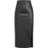 MAOAEAD Gonna lunga da donna in pelle nera con spacco alto dimagrante a vita alta in ecopelle gonna midi sexy una linea aderente gonne, Nero , M