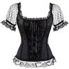OSRDFV Camicetta da donna vintage gotica vittoriana Lolita elastica nera bianca top steampunk plus size abbigliamento donna camicia estiva, Camicia nera., XXL