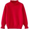 Yimutian Maglione con Volant Morbido al Tatto per Bambine e Ragazze Inverno Maglia Maglieria Pullover a Maniche Lunghe Rosso 160