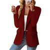 TYLXQH Blazer da Donna Cardigan da Lavoro a Manica Lunga Giacca Casual a Taglio Corto da Ufficio Blazer da Donna (Burgundy,M)