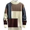 rtdgcv Cappotti Maschio Autunno e Inverno Casual Patchwork Colori Maglione Retro College Stile Pigro Vento Patchwork Colori Manica Lunga Maglione Casual Cappotto Nero, beige., M