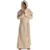 HEMAD Vestaglia da monaco medievale, feltro di lana - lunga tunica separata e cappuccio separato - Beige L/XL