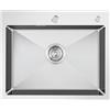 KINKIBOS Lavello da cucina in acciaio inox 304, 55 x 45 cm, lavello da incasso con foro per rubinetto e troppopieno (senza sifone), lavello da cucina 1 bacino rettangolare, lavello da cucina per