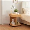 [en.casa] Tavolino Laterale da Divano Comodino in Bambù Naturale con 4 Rotelle Mobiletto con Cassetto e Scomparto Tavolino Basso 56,5 x 43 x 43 cm