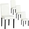 GOKHOMX Set di 4,4 sedie da sala da pranzo, in similpelle, colore: bianco e legno, adatte per soggiorno, cucina, bar e ristoranti