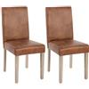 Mendler Set 2X sedie Littau Tessuto Soggiorno Cucina Sala da Pranzo 43x56x90cm Effetto Scamosciato Piedi Color Rovere