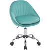 WOLTU Sedia da Scrivania per Casa Regolabile in Altezza con Rotelle, Sedia Trucco Girevole Ergonomica, Ufficio, Camera da Letto, Studio, Velluto, Turchese, BS167ts