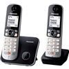 Panasonic KX-TG6852JTB Telefono Cordless Digitale, Unità Base e 2 Ricevitori, ID Chiamante, Blocco Chiamate Indesiderate, Suoneria Categoria, Display LCD, Tastiera Illuminata, Nero