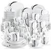 VEWEET FIONA Piatti Servizio Quadrati Moderni in Porcellana 100 Pcs con Piatti Piani, Piatti da Dessert, Piatti Fondi, Ciotole, Tazze, Mugs, Piattini, Portauova, Zuccheriere e Lattiere per 12 Persone