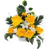 DRW Centro Fiori Artificiali per Cimitero Giallo e Bianco 55X50X14