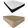 DUÉRMETE ONLINE - Pack Materasso viscoelastico Pocket Visco Reversibile + Letto in legno pieghevole grande capacità | Colore Cambria 135 x 190