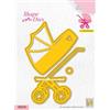 Nellie's Choice Fustella con Embossing, Carrozzina, 3 Stamping Dies, 8 x 8 cm, per Creare Biglietti, Natale, Scrapbooking, Fai da Te, DIY, Giallo, 80x80mm