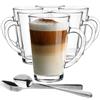 Glasmark KROSNO 1992 set di 6 tazze da caffè vetro 300 ml trasparente con manico bicchieri da tè caffè latte macchiato cappuccino con 6 cucchiaini
