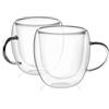 Wintem Set Tazze per Caffè e Tè 250ml - Diametro 8,3cm - Fatte di Vetro Borosilicato sono Resistenti ed Eleganti - Doppie Pareti per Isolamento Termico - Manico Ergonomico - Resistono Fino a 300°C