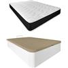 DUÉRMETE ONLINE Pack Materasso viscoelastico Pocket Visco Reversibile + Canapé in legno apribile ad alta capacità, 135 x 190