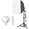 Andoer Kit di illuminazione per fotografia compatto Softbox Light Set con 45 W 3200 K-5600 K Temperatura bicolore LED Light * 1 + 40 x 40 cm Softbox * 1 + supporto illuminazione 80 cm * 1 +