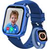 Minilandia 4G Smartwatch Bambini, Orologio Telefono Bambini con Videochiamate/GPS/SOS/Chat Vocale, Modalità Scuola, Sveglia, Contapassi, IP68 Impermeabile Smart Watch per Ragazzi Ragazze, Regalo Blu