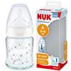 NUK First Choice+ biberon in vetro | 0-6 mesi | Controllo temperatura | tettarella in silicone | Valvola anti-coliche | Senza BPA | 120 ml