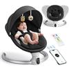 Ixdregan Sdraietta Neonati Elettrica - App e Telecomando Dondolo Bambina Elettrico con 3 timer, 5 Velocità di Altalena, 10 Musiche, Sdraietta Neonati Bluetooth Imbottita Morbida Baby (APP Nero)