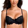 MELENECA Reggiseno a Balconcino da Donna Pizzo Sexy Push Up Taglie Forti Trasparente con Ferretto Non Imbottito Schwarz 4E
