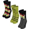 United Labels 3 paia di calzini da uomo e donna, unisex, per Natale, divertenti, verde/nero, 38-43