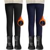 DDOBB Confezione da 2 leggings termici da ragazza, imbottiti, leggings invernali con pile per bambini, a vita alta, biancheria intima termica spessa, pantaloni lunghi per tutti i giorni, nero+blu