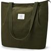 KALIDI Borsa impermeabile con chiusura lampo, borsa da donna, grande capacità, per lavoro, ufficio, viaggi, shopping, scuola e uso quotidiano, verde, L