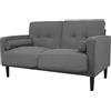 GARDENIA Divano fisso rivestimento in Vellutino e imbottitura in Poliestere, con Gambe in Legno e Cuscini Sfoderabili JoY, Grigio, 130x75xH73 CM
