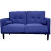 GARDENIA Divano fisso rivestimento in Vellutino e imbottitura in Poliestere, con Gambe in Legno e Cuscini Sfoderabili JoY, Blu, 130x75xH73 CM
