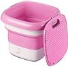 ZXCVB Mini Lavatrice Rondella Portatile Pieghevole,Turbine Rotanti Personali Automatiche Regolazione della velocità Secchio per Lavaggio Ad Ultrasuoni per Campeggio da Viaggio,Pink-Standard