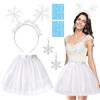 SANLIUSANJIU Donna Costume Fiocco Neve, Tutù Natalizio Con Fiocco Neve + Fascia Con Fiocco Neve + Tatuaggio Con Fiocco Neve + Orecchini Con Fiocco Neve Per Festa Natale, Ragazze Carnevale.