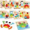Huiguli Puzzle Legno Bambini, 12 Pezzi Puzzle Animali Legno, Giocattoli Educativi Montessori Bambini 1 2 3 Anni, Set Puzzle per Regali Compleanno Pasqua Halloween Natale (B)