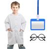 DHSBGWSX 1 pezzo di costume da gioco di ruolo per bambini bianco, dotato di 1 portacarte e 1 paio di occhiali rotondi, costume da medico per bambini, costume da scienziato per bambini, set da gioco