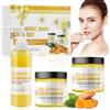 Horuili® Set per la cura della pelle alla curcuma, set per la cura della pelle alla curcuma 3 in 1, lavaggio del viso, crema alla curcuma, scrub, set di essenze alla curcuma idratanti
