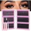 EMEDA Kit ciglia a ciuffetti individuali 30D 40D 50D 60D 80D 100D Kit di extension ciglia individuali fai da te con bond and seal e pinzetta 10 mm -16 mm cluster lashes kit