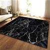 Mateju Tappeto Salotto Moderno, Marmo Flanella Tappeti Camera da Letto, rug Cucina Antiscivolo Lavabile per Tavolino da Salotto,Bagno,Tappeto Bambini Cameretta (80x160cm,Nero)