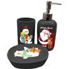 Generico Set 3 Pezzi Accessori in Ceramica Bagno Organizer Lavandino Dispenser Sapone Porta Saponetta Spazzolini Personalizzati con Cognome Famiglia Idea Regalo Natale 2023 Addobbi Decorazioni Natalizie Casa