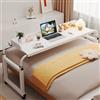 GXQFC Tavolino da Letto e Divano Ruote, Scrivania per Laptop Tavolino Serviletto Regolabile in Altezza 65-95cm Tavolino per Mangiare e Lavorare da Ospedale e Salotto(Color:Bianco)