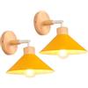 iDEGU 2 Pezzi Lampade da Parete Interno 22cm Applique da Parete in Legno e Metallo Retrò Lampadario Plafoniera Regolabile Illuminazione da Parete Moderna per Camera da Letto, Soggiorno, Bagno (Giallo)